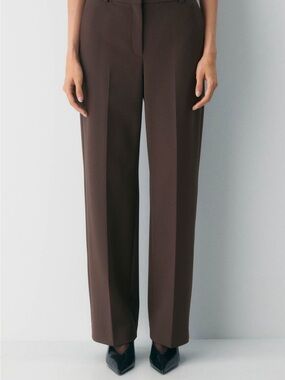 Babaton Agency Pants High-Rise Wide-Leg in Brown